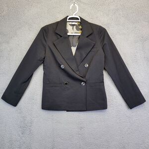 Cabi Blazer Women's Size 6 Black Double Breasted Cropped‎ Business Career Jacket